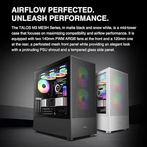 GAMDIAS Talos M3 Mesh ATX Mid Tower Black Tempered Glass Side Panel USB 3.2 Gen 2 Type-C USB 3.2 Gen 1 Type-A image