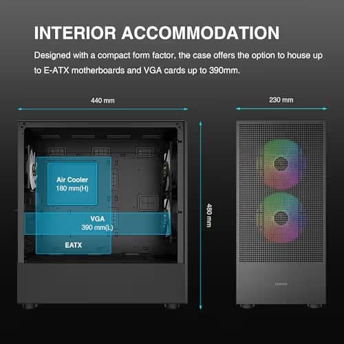 GAMDIAS Talos M3 Mesh ATX Mid Tower Black Tempered Glass Side Panel USB 3.2 Gen 2 Type-C USB 3.2 Gen 1 Type-A image