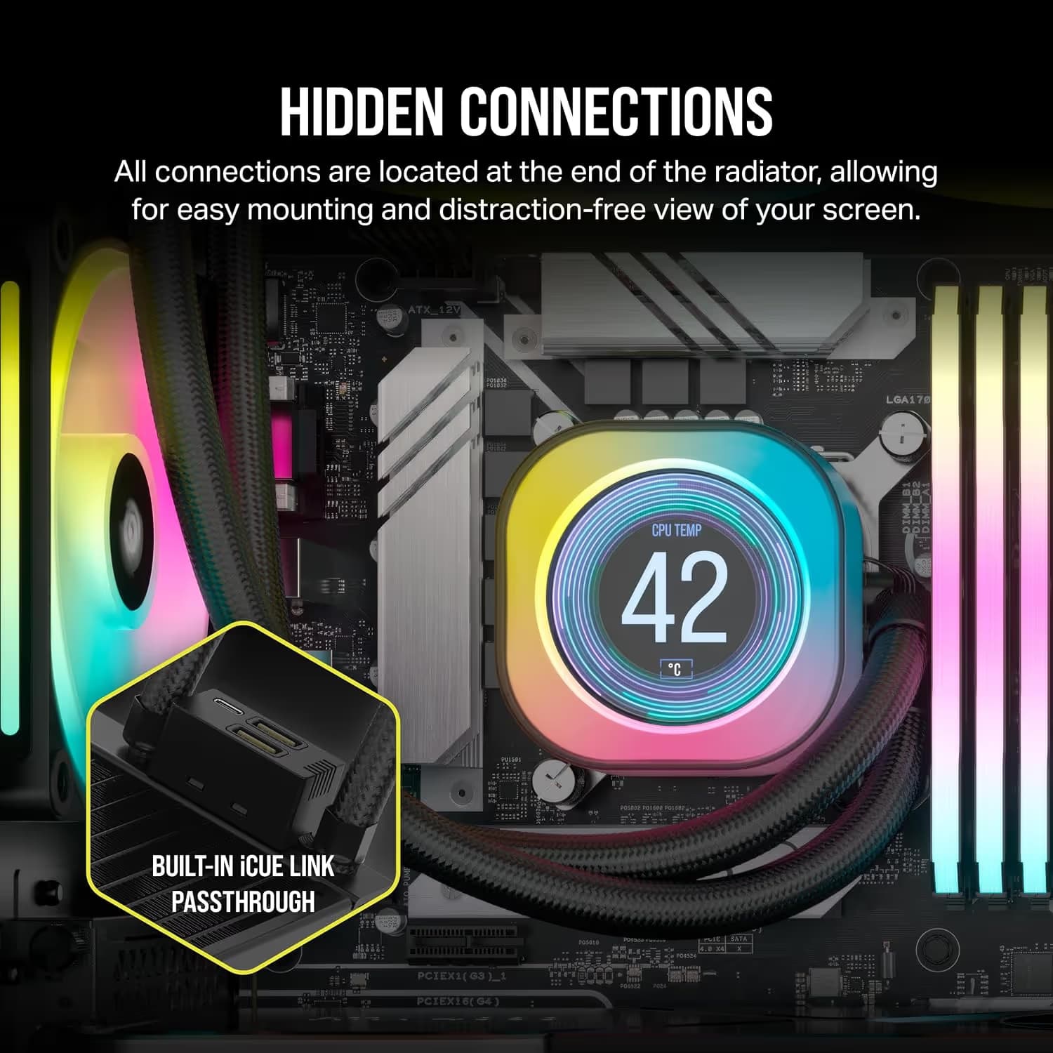 Corsair iCUE LINK H150i LCD Water 360mm 63.1 CFM Black image