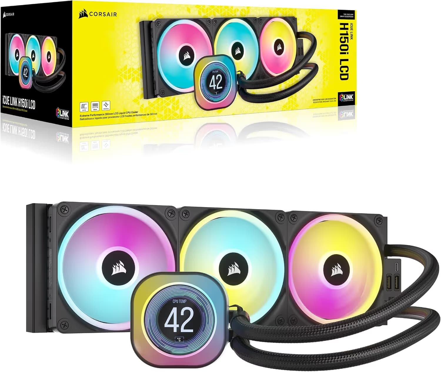 Corsair iCUE LINK H150i LCD Water 360mm 63.1 CFM Black image