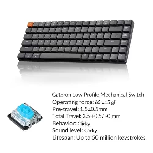 Keychron K3 V2 Ultra-slim Wired/Bluetooth/Wired Standard Gateron Low-Profile Blue Mechanical Keyboard image
