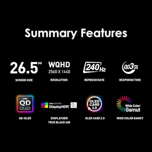 MSI MAG 273QP QD-OLED X24 26.5" 1440p 240Hz QD-OLED Monitor image