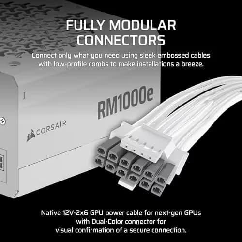 Corsair RM1000e (2025) White 1000W Fully Modular image
