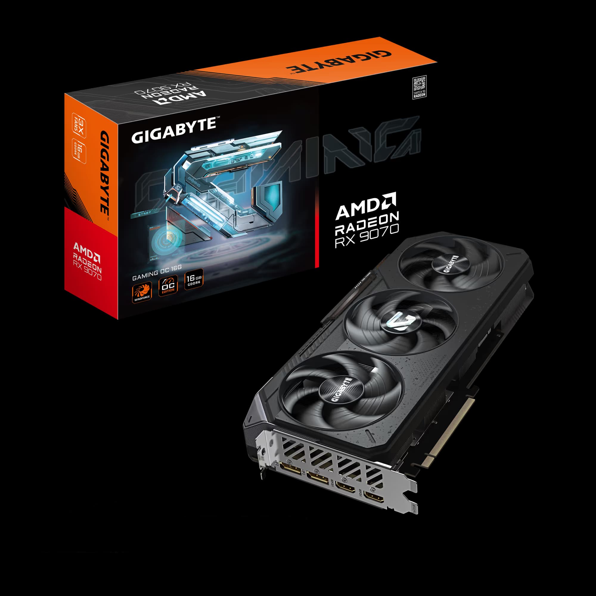 Gigabyte GAMING Radeon RX 9070 16GB GDDR6 Black image