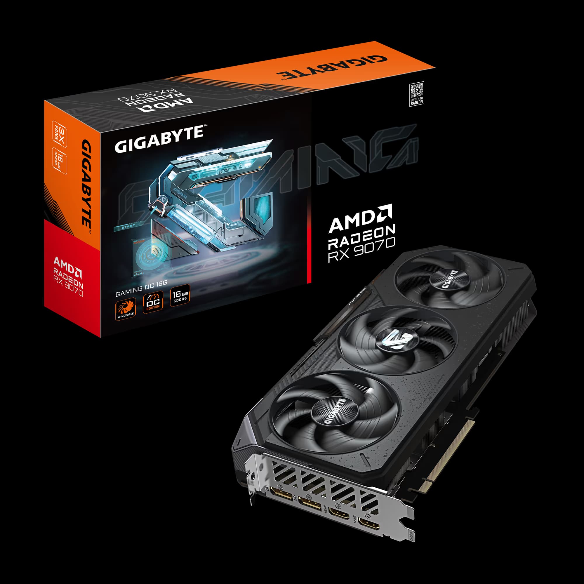 Gigabyte GAMING Radeon RX 9070 16GB GDDR6 Black image
