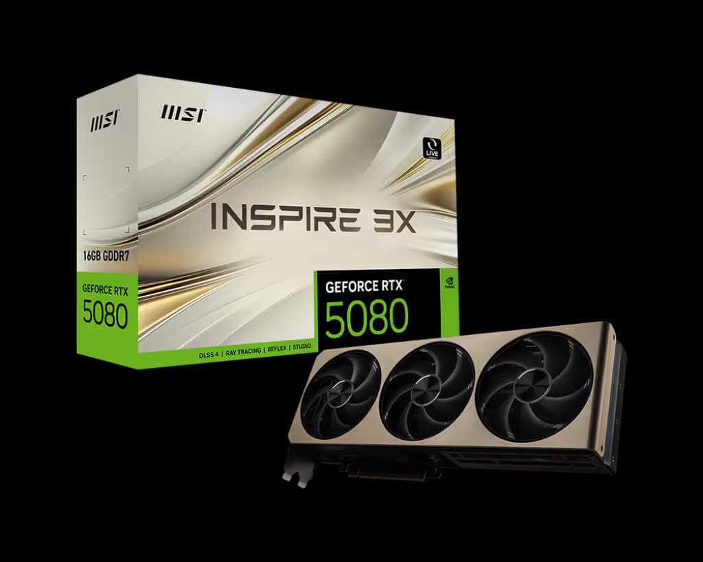 MSI GeForce RTX™ 5080 INSPIRE 3X 16GB GDDR7 Black/Gold main image