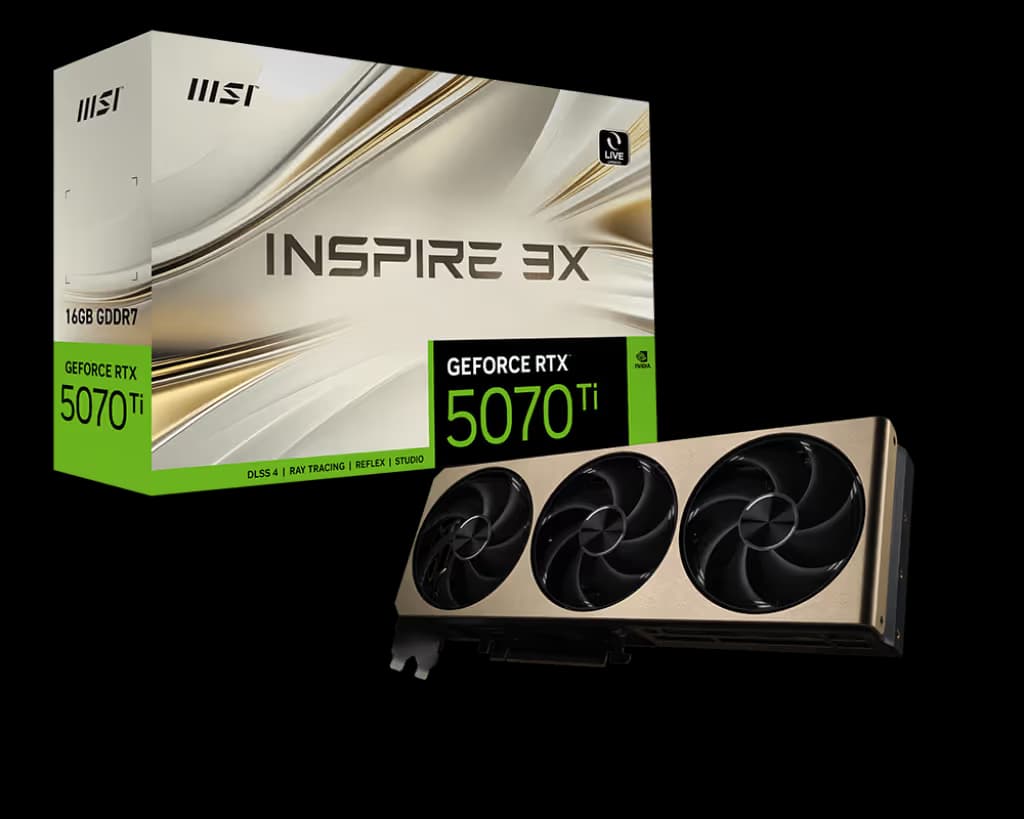 MSI GeForce RTX 5070 Ti INSPIRE 3X 16GB GDDR7 Black/ Gold  main image