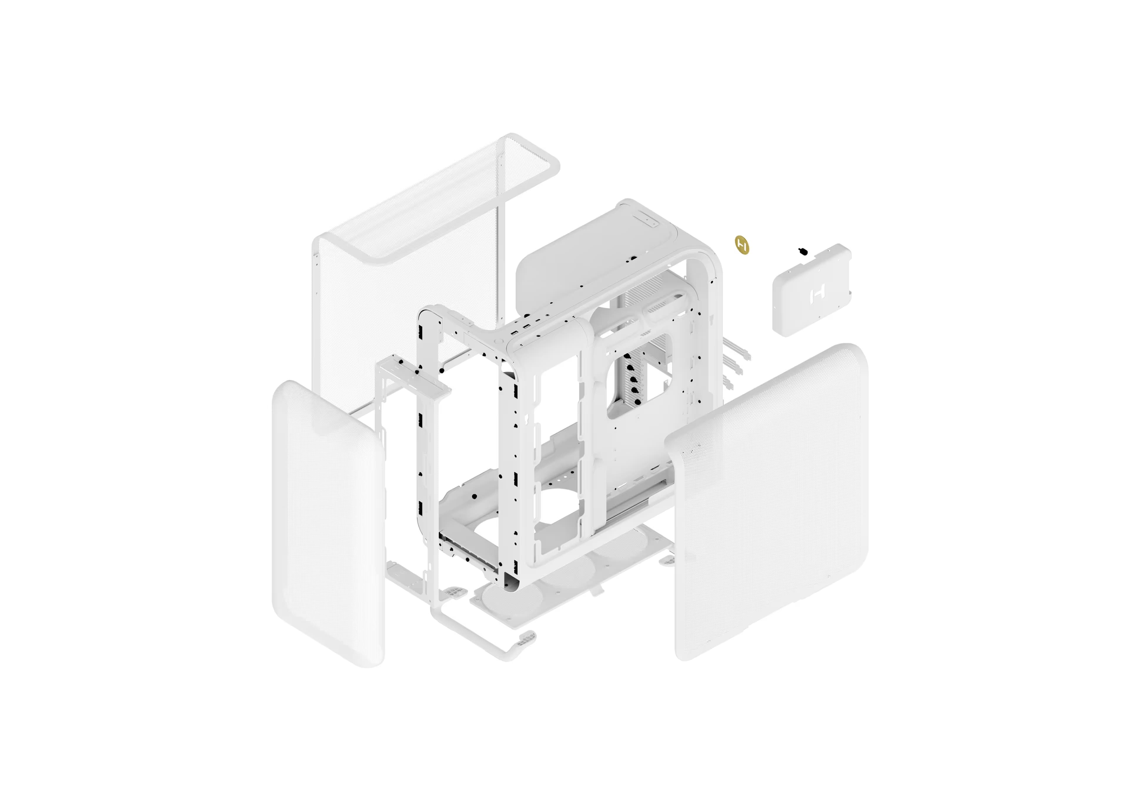 HYTE X50 Air ATX Mid Tower White Mesh Side Panel, USB 3.2 Gen 2x2 Type-C, USB 3.2 Gen 1 Type-A image