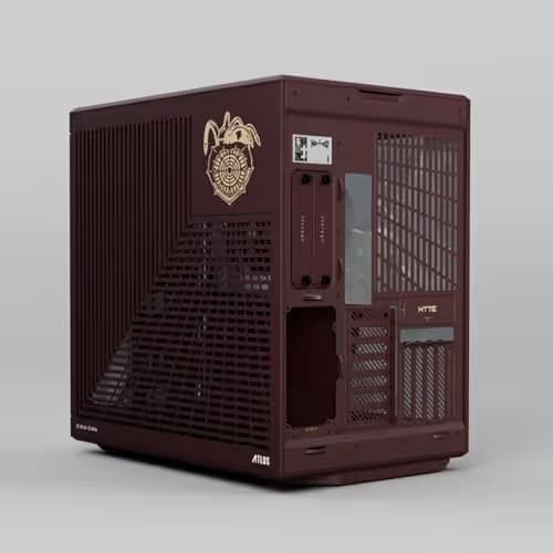 HYTE Y70 Metaphor: ReFantazio Edition ATX Mid Tower Brown / Gold Tempered Glass Side Panel, USB 3.2 Gen 2 Type-C, USB 3.2 Gen 1 Type-A image