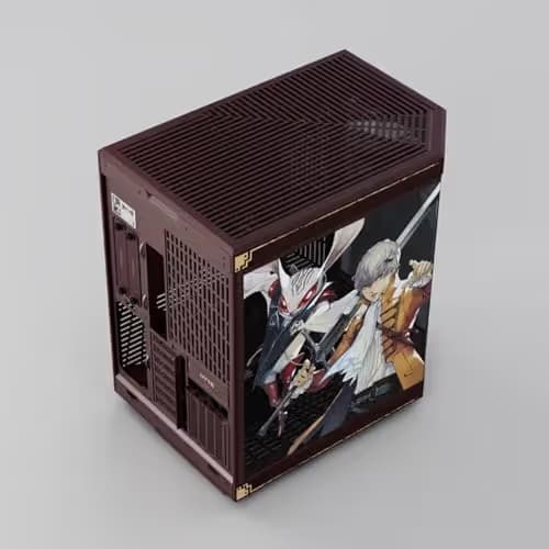 HYTE Y70 Metaphor: ReFantazio Edition ATX Mid Tower Brown / Gold Tempered Glass Side Panel, USB 3.2 Gen 2 Type-C, USB 3.2 Gen 1 Type-A image