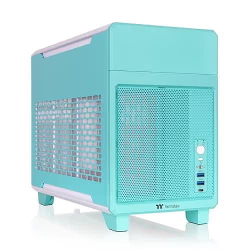 Thermaltake TR100 Mini-ITX Desktop Teal / Red with Mesh Side Panel and USB 3.2 Gen 2 Type-C USB 3.2 Gen 1 Type-A main image