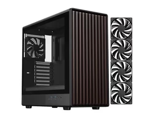 DIYPC DIY-ATX08-Wood ATX Mid Tower Black / Brown with Tempered Glass Side Panel and USB 3.2 Gen 2 Type-C, USB 3.2 Gen 1 Type-A main image