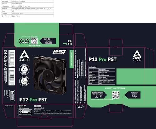 ARCTIC P12 Pro 120mm Black PWM PST 77 CFM 1-Pack image