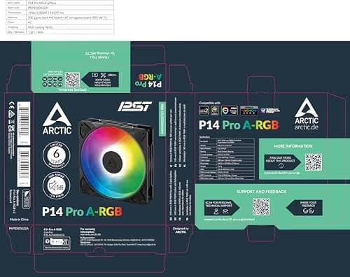 ARCTIC P14 Pro 140mm Black ARGB image