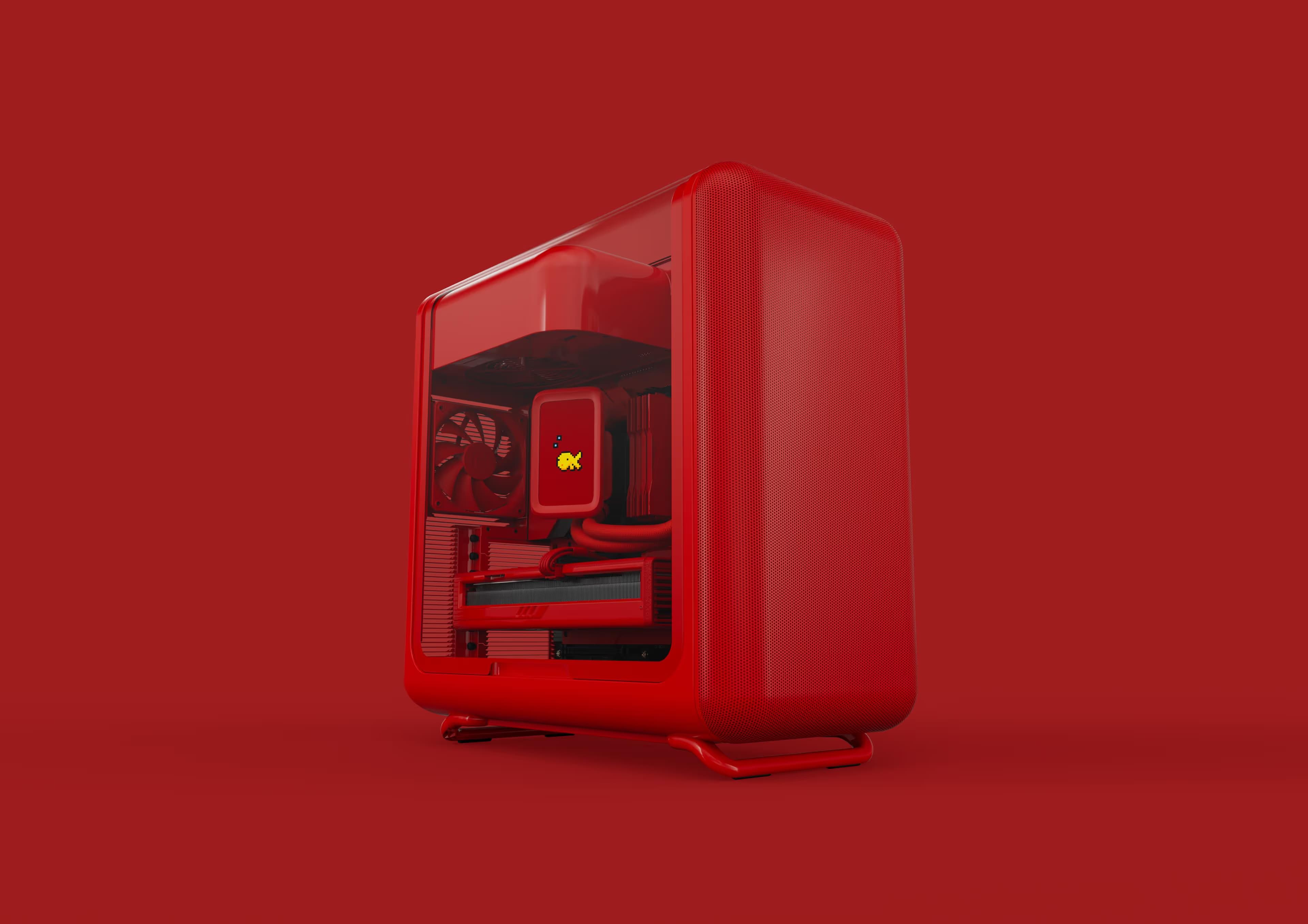 HYTE X50 ATX Mid Tower Red with Tempered Glass Side Panel and USB 3.2 Gen 2x2 Type-C USB 3.2 Gen 1 Type-A Front Panel image
