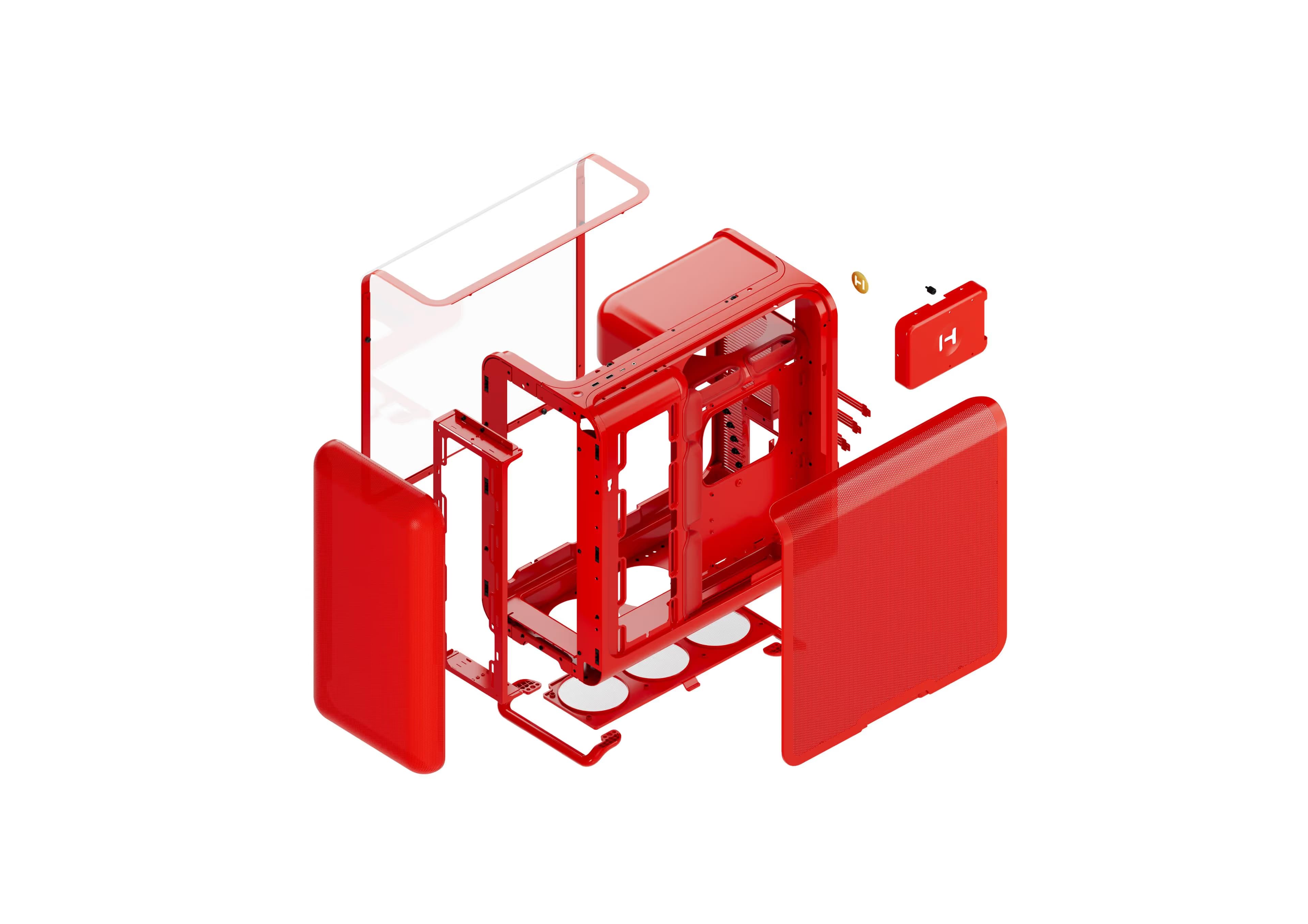 HYTE X50 ATX Mid Tower Red with Tempered Glass Side Panel and USB 3.2 Gen 2x2 Type-C USB 3.2 Gen 1 Type-A Front Panel image