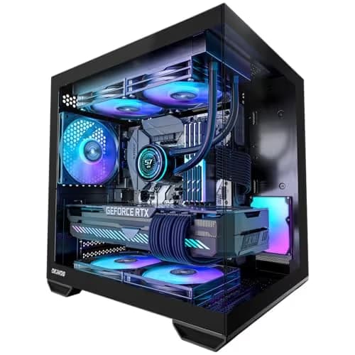 Okinos Mirage 4 Micro ATX Mini Tower Black with Tempered Glass Side Panel, USB 3.2 Gen 2 Type-C, USB 3.2 Gen 1 Type-A image