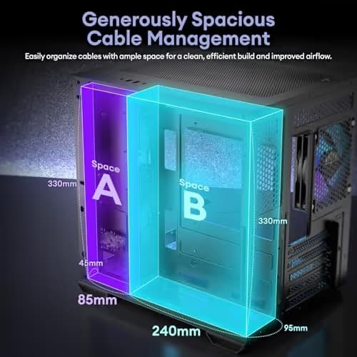 Okinos Mirage 4 Micro ATX Mini Tower Black with Tempered Glass Side Panel, USB 3.2 Gen 2 Type-C, USB 3.2 Gen 1 Type-A image