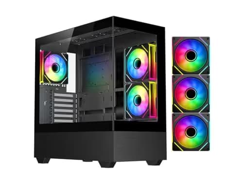 DIYPC ARGB-N5-BK ATX Mid Tower Black with Tempered Glass Side Panel and USB 3.2 Gen 2 Type-C USB 3.2 Gen 1 Type-A image