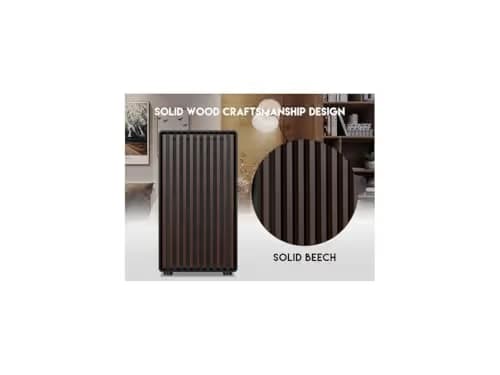 DIYPC DIY-mATX06-Wood Micro ATX Mini Tower Black / Brown with Tempered Glass Side Panel and USB 3.2 Gen 2 Type-C, USB 3.2 Gen 1 Type-A image