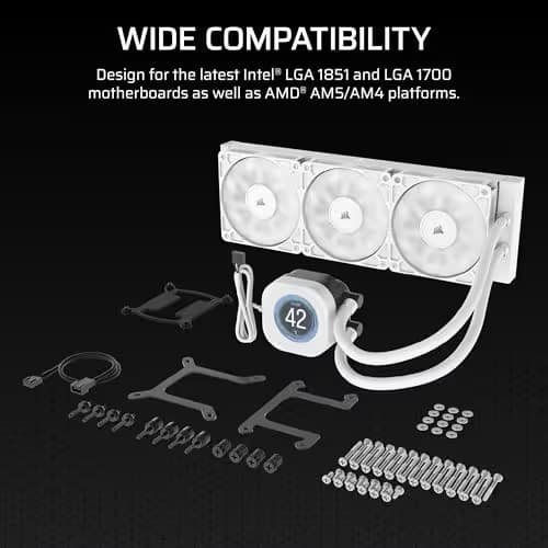 Corsair NAUTILUS 360 RS LCD Water 360mm 72.8 CFM White image