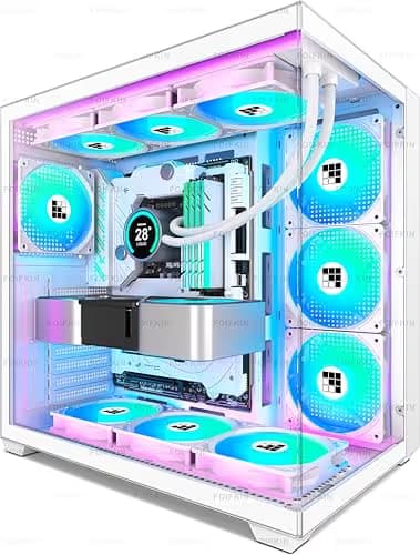 FOIFKIN F600 PC Case - Pre-Installed 7 PWM ARGB Fan, ATX Mid-Tower, FOIFKIN (White, F600) image
