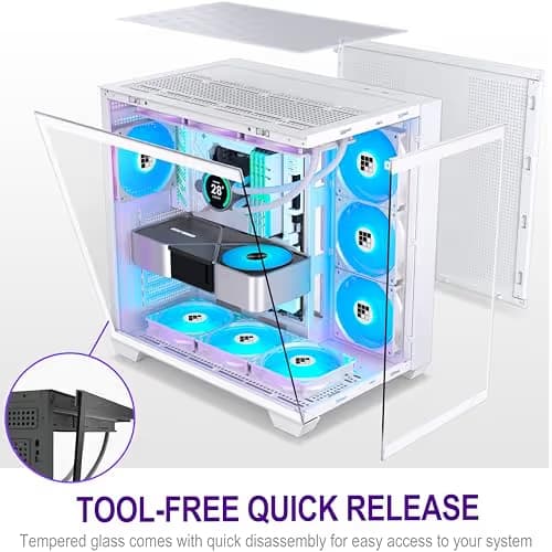 FOIFKIN F600 PC Case - Pre-Installed 7 PWM ARGB Fan, ATX Mid-Tower, FOIFKIN (White, F600) image