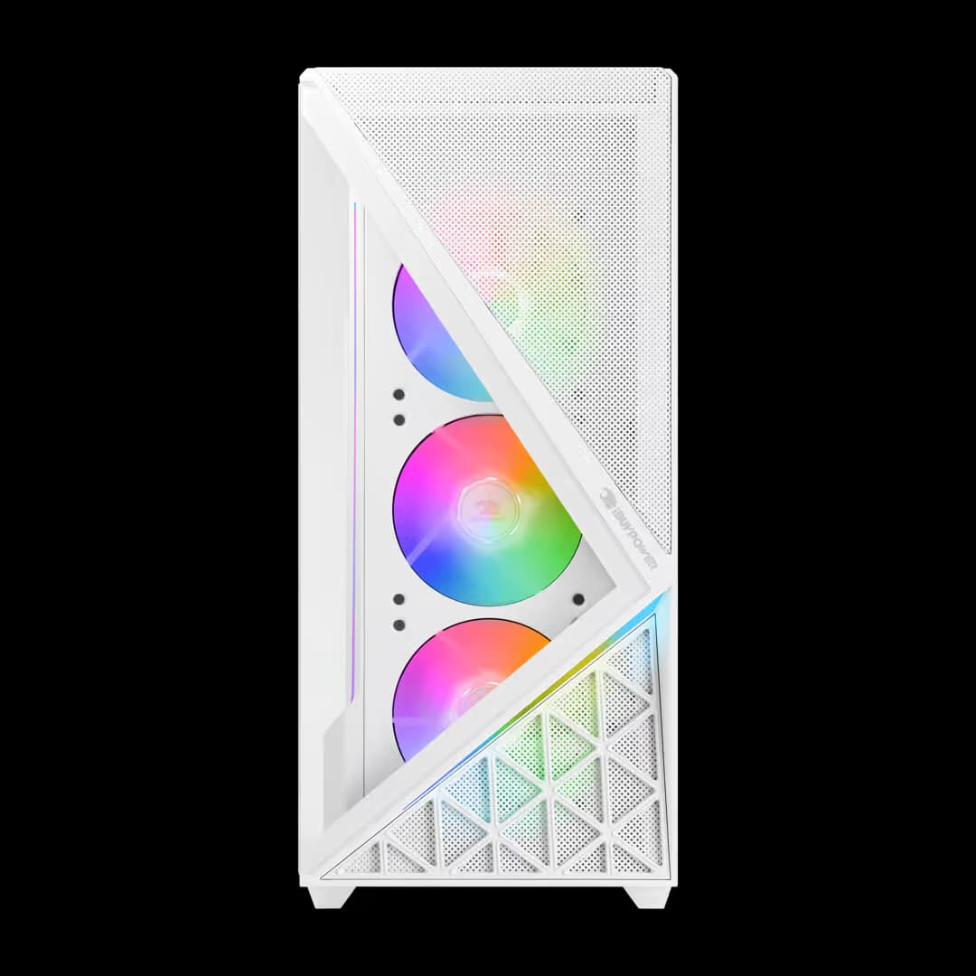 iBuypower Slate 9 Mesh ATX Mid Tower White with Mesh, Tempered Glass Side Panel, USB 3.2 Gen 2 Type-C, USB 3.2 Gen 1 Type-A image