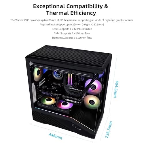 Lian Li Vector V100 ATX Mid-Tower PC Case-Tempered Glass-Black-V100X image