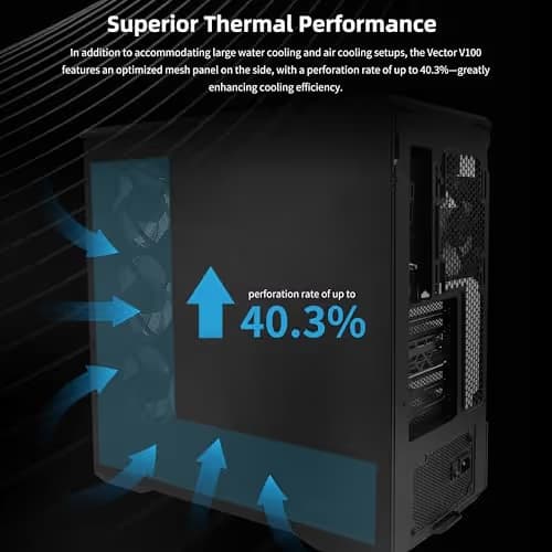 Lian Li Vector V100 ATX Mid-Tower PC Case-Tempered Glass-Black-V100X image