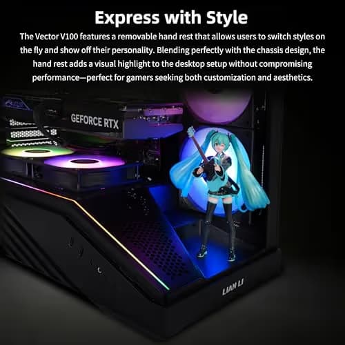 Lian Li Vector V100 ATX Mid-Tower PC Case-Tempered Glass-Black-V100X image