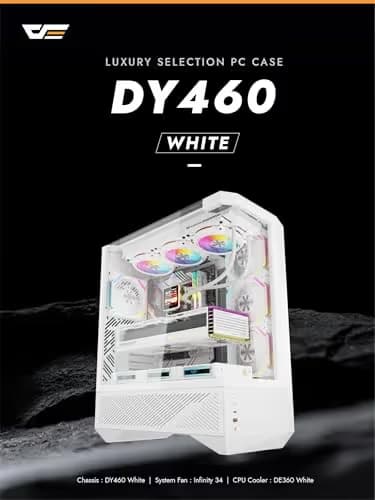  darkFlash DY460 ATX PC Case WHITE 4× ARGB PWM Fans Included image