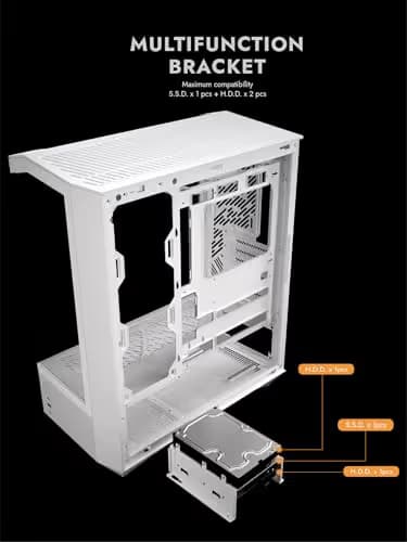  darkFlash DY460 ATX PC Case WHITE 4× ARGB PWM Fans Included image
