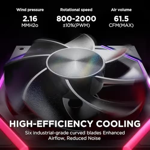 Asiahorse Nyota A14 140mm PC Case Fan – High-Efficiency Cooling Reverse Blade Black image