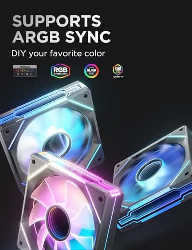 AsiaHorse AMICI-5GT RGB PC Fans, Infinity Mirror ARGB Fans 120mm Black Reverse Blade Pack of 3 image