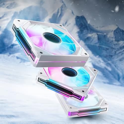 AsiaHorse AMICI-5GT RGB PC Fans, Infinity Mirror ARGB Fans 120mm White Reverse Blade Pack of 3 image