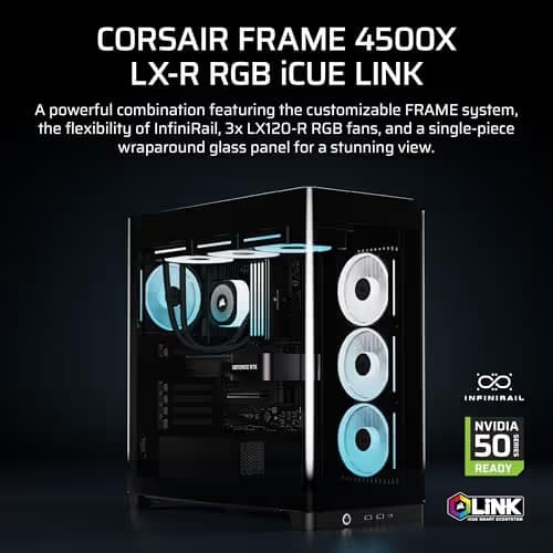 Corsair FRAME 4500X LX-R RGB iCUE LINK Panoramic Glass Mid-Tower PC Case Black image