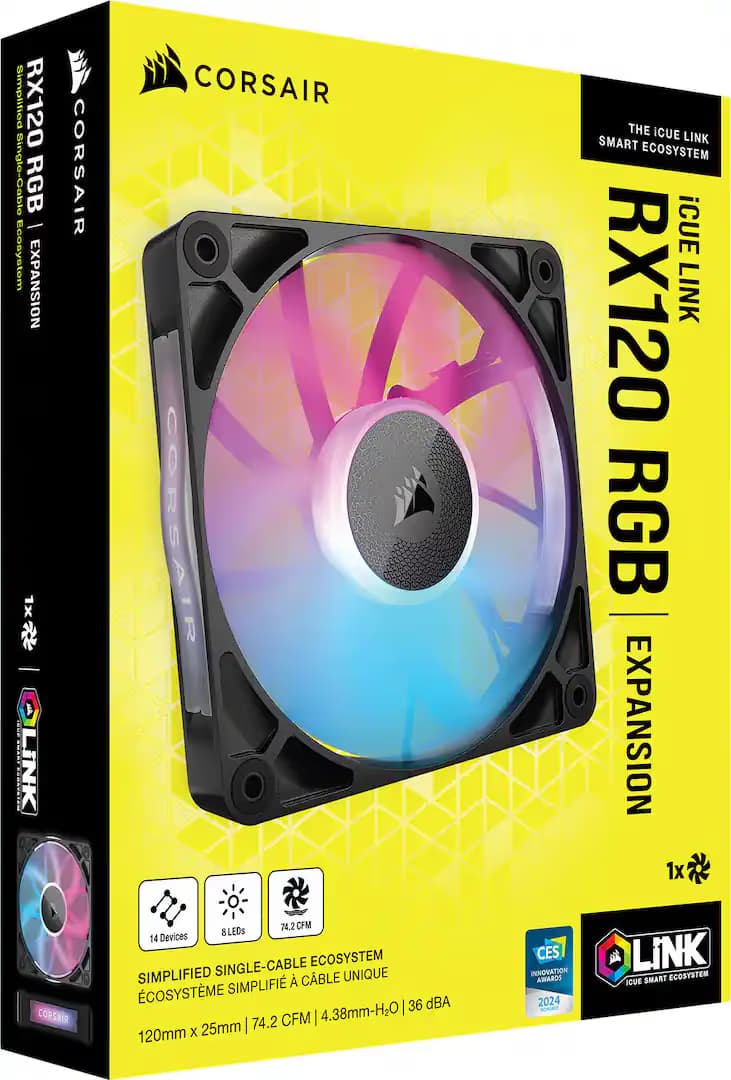 iCUE LINK RX120 RGB 120mm PWM Single Fan Black image