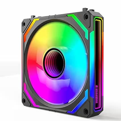 AsiaHorse COSMIQ 120mm PC RGB Fans Computer Case Fans, 5V 3-PIN Connector Daisy Chain PWM Cooling Fan Black image