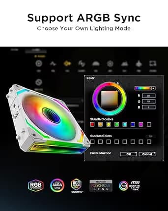 AsiaHorse COSMIQ 120mm PC RGB Fans Computer Case Fans, 5V 3-PIN Connector Daisy Chain PWM Cooling Fan White image