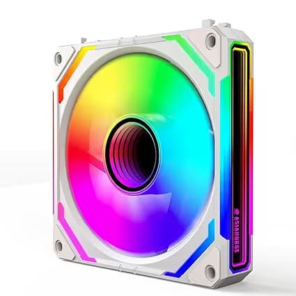 AsiaHorse COSMIQ 120mm PC RGB Fans Computer Case Fans, 5V 3-PIN Connector Daisy Chain PWM Cooling Fan White main image
