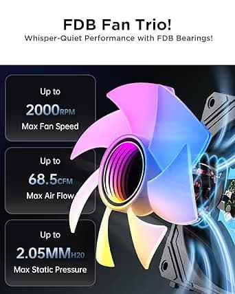 AsiaHorse COSMIQ 120mm PC RGB Fans Computer Case Fans, 5V 3-PIN Connector Daisy Chain PWM Black Pack of 3 image