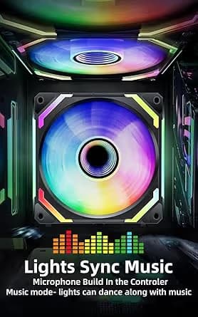 AsiaHorse COSMIQ 120mm PC RGB Computer Case Fans, 5V 3-PIN Connector Daisy Chain PWM Cooling White Pack of 3 image