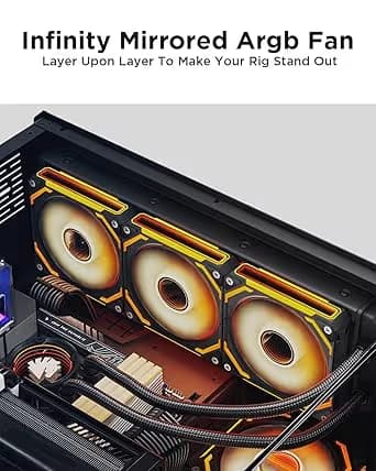 AsiaHorse COSMIQ 120mm Case Fan, Infinity Mirror FDB Reverse Fan with 5V 3-PIN Connector Black Pack of 3 image