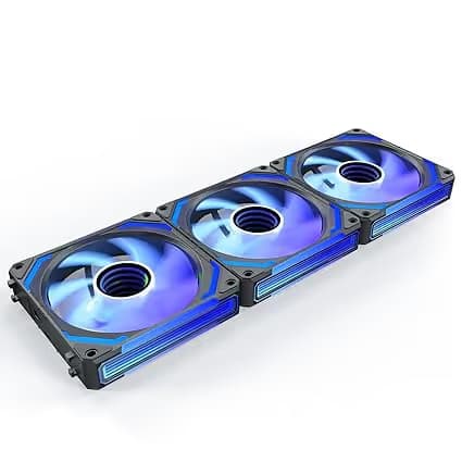 AsiaHorse COSMIQ 120mm Case Fan, Infinity Mirror FDB Reverse Fan with 5V 3-PIN Connector Black Pack of 3 image