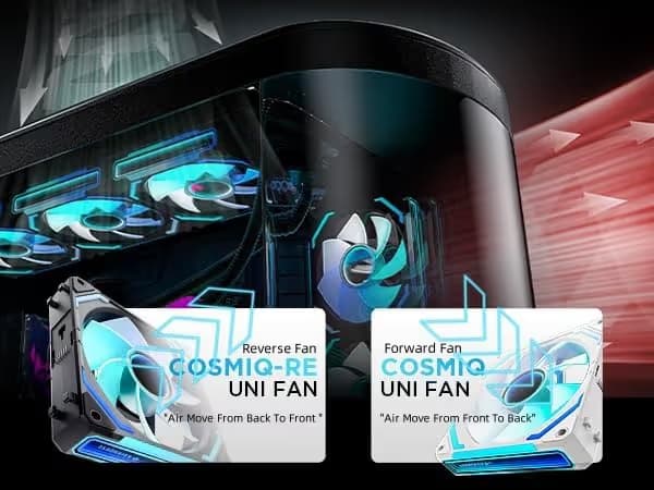 AsiaHorse COSMIQ 120mm Case Fan, Infinity Mirror FDB Reverse Fan with 5V 3-PIN Connector White Pack of 3 image