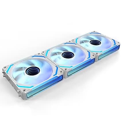 AsiaHorse COSMIQ 120mm Case Fan, Infinity Mirror FDB Reverse Fan with 5V 3-PIN Connector White Pack of 3 image