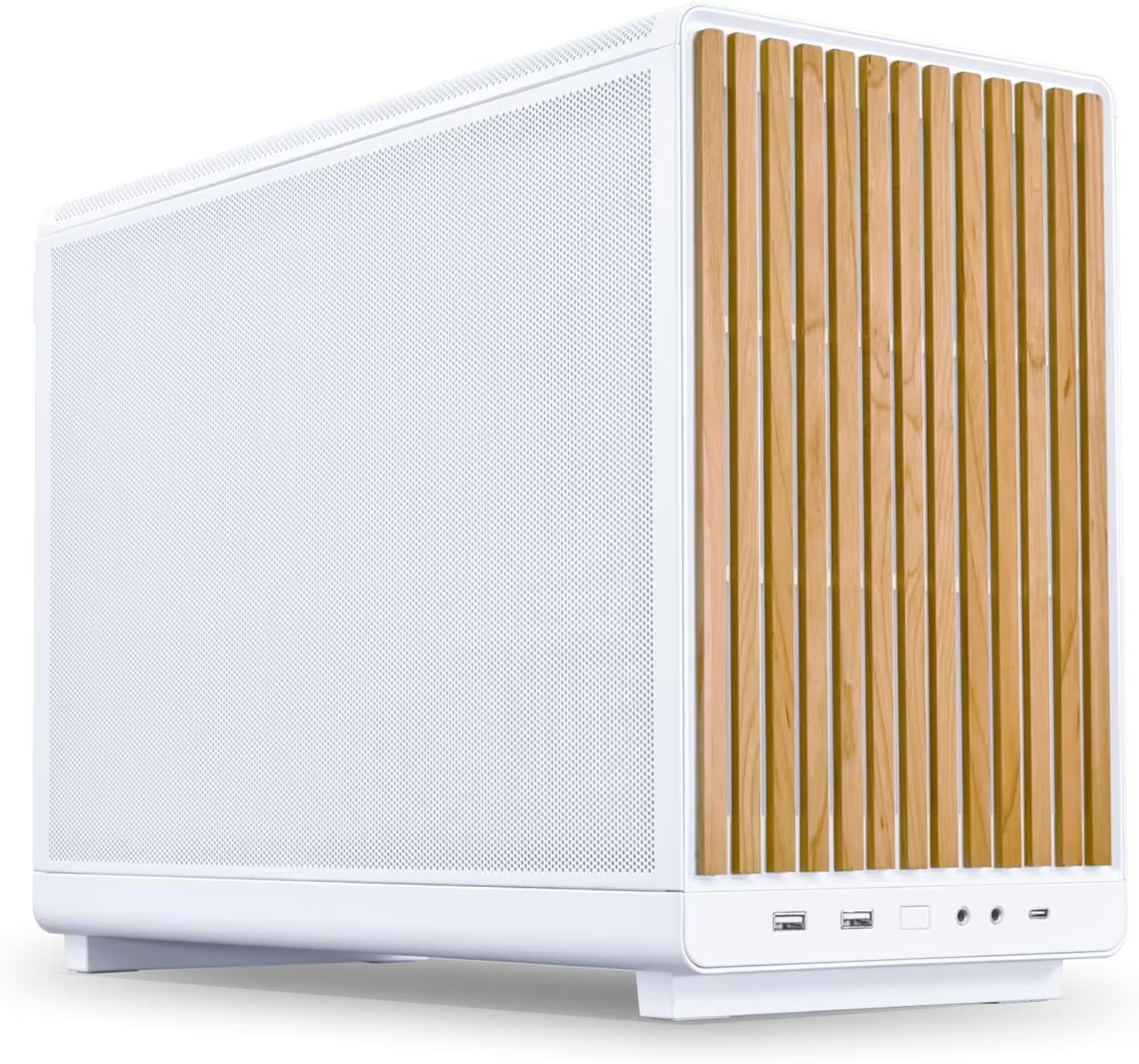 Lian Li A3-mATX Micro ATX Mini Tower White / Brown Wood Mesh Side Panel main image