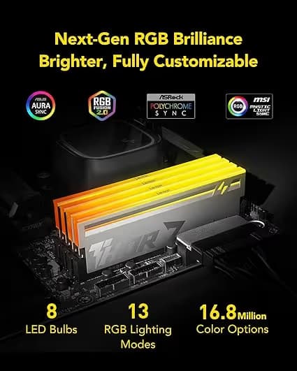 Lexar Thor Z Series RGB DDR5 RAM 32GB Kit (2x16GB) 6000 MHz White image