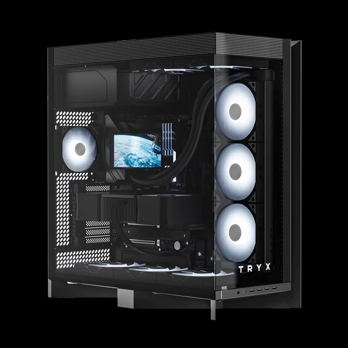 TRYX Luca L70 ATX PC Case Panoramic Glass with Front Panel ATX Case Bottom Mount PSU Black image